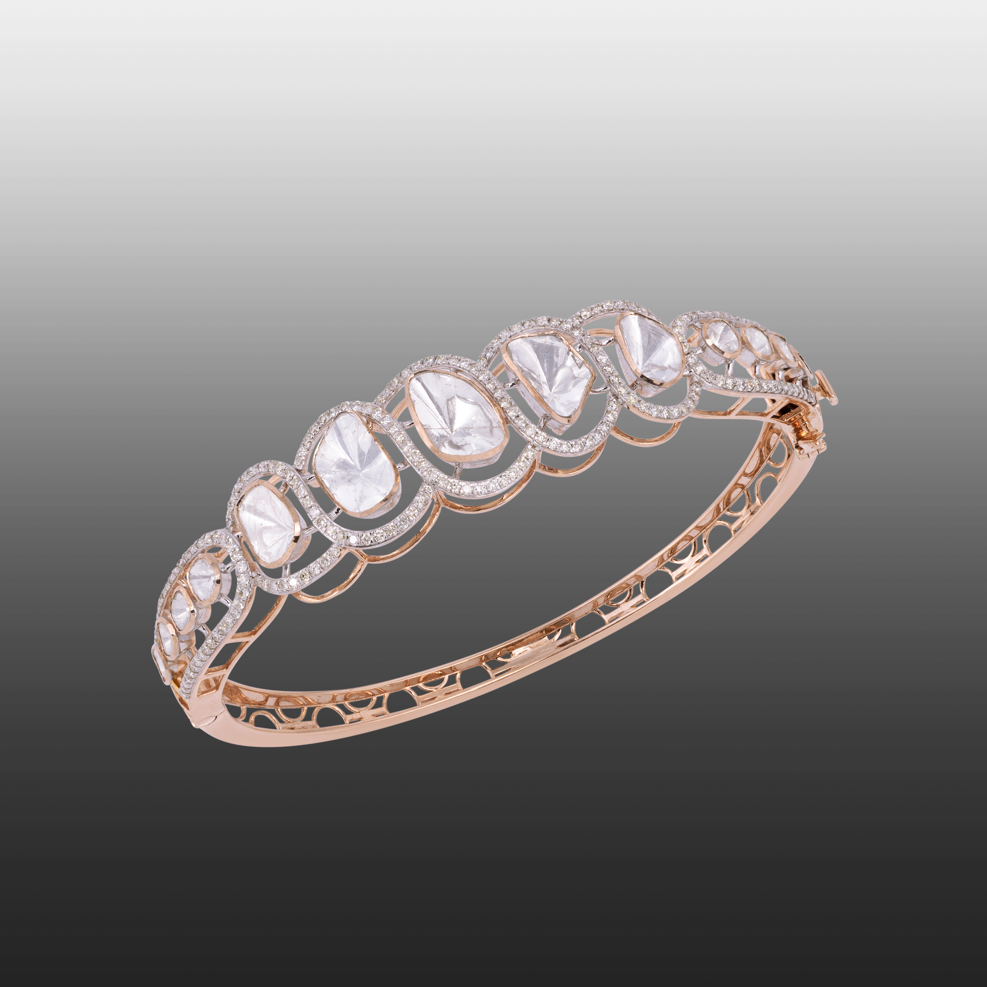 Rose Gold Polki Bracelet with full cut diamonds
